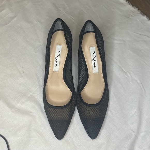 Nina Black Mesh Sparkly Heels - Picture 4 of 7